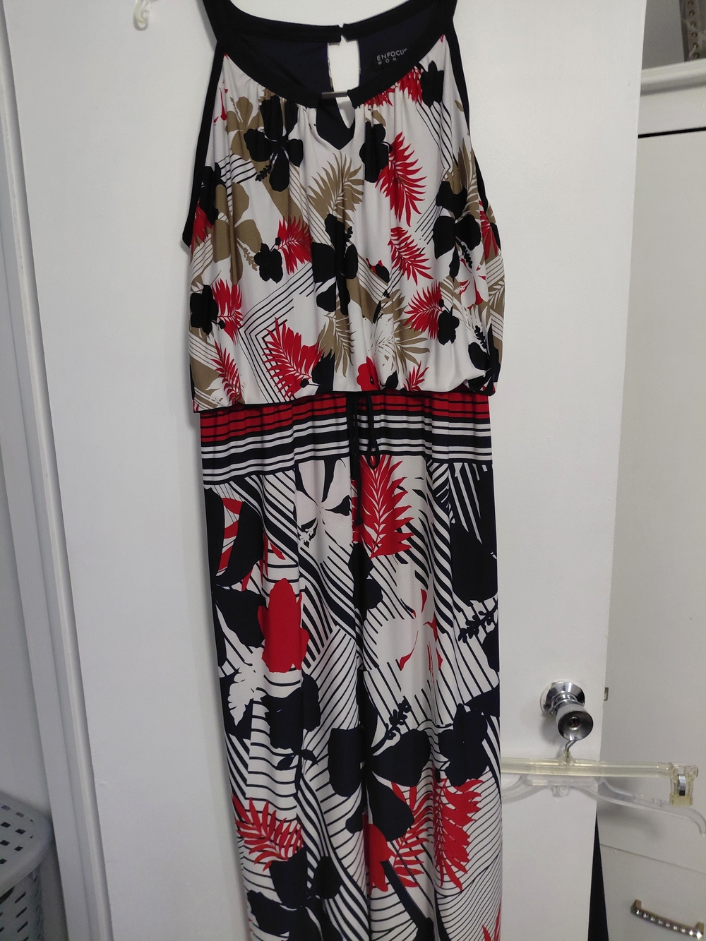 Enfocus Studio Black White Red Floral Maxi Dress